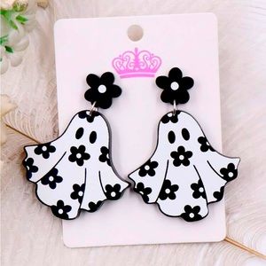 NWT Groovy Floral Ghost Earrings for Fall or Halloween